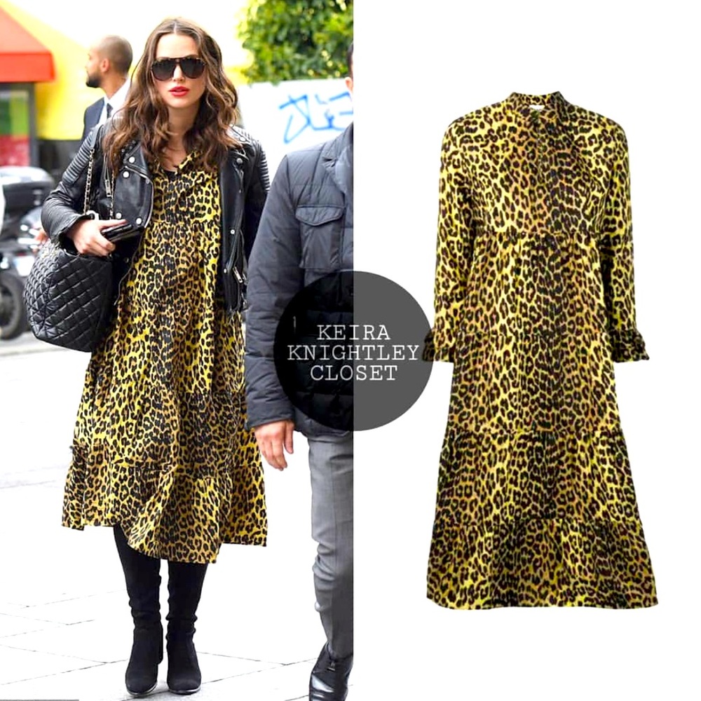 Ganni Leopard Print Flared Dress